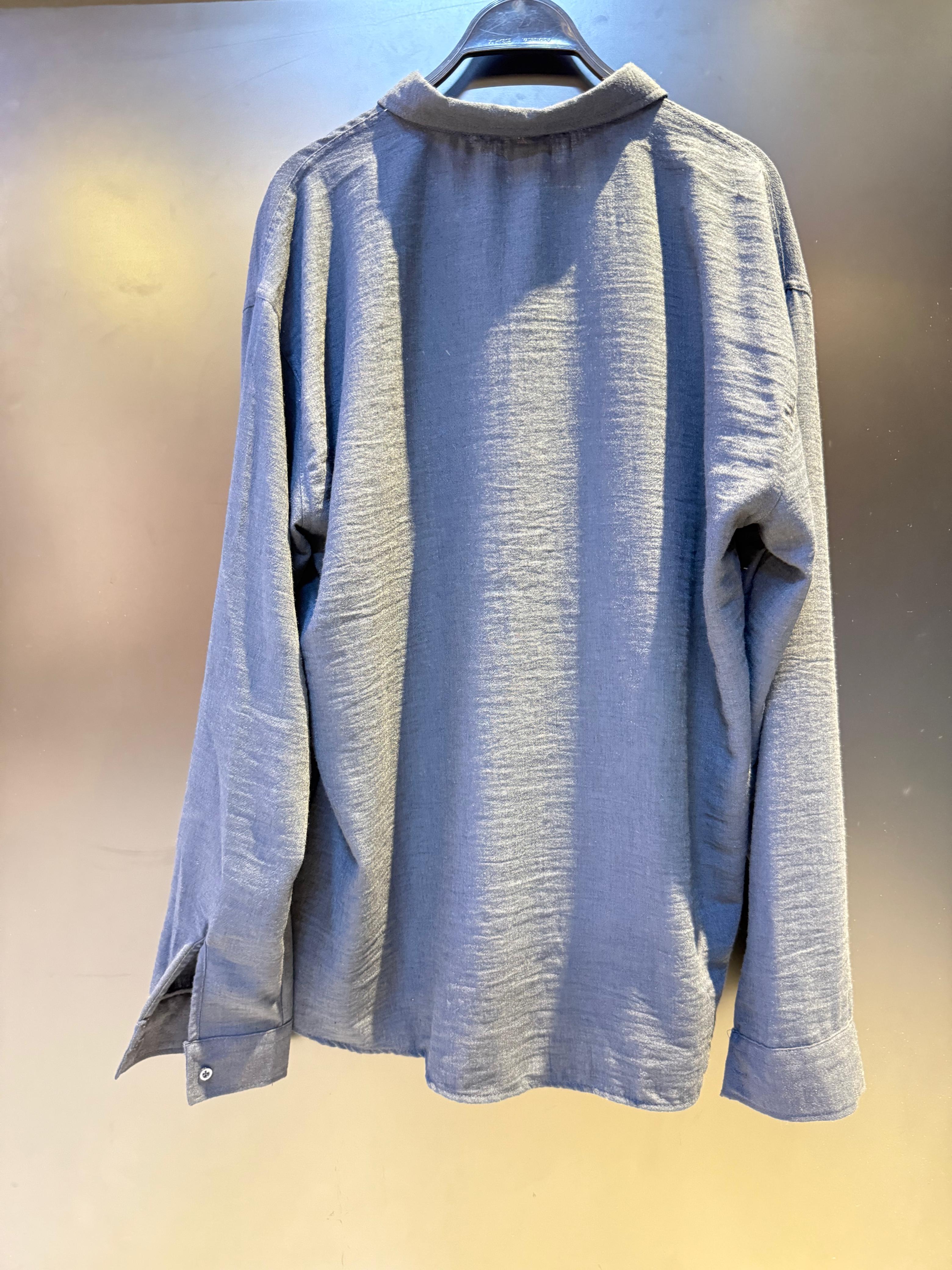 Textured Navy Blue Button-Down Shirt