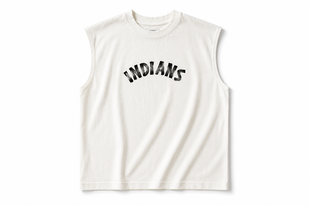 White Graphic Sleeveless Muscle Tee – Brushstroke Edition