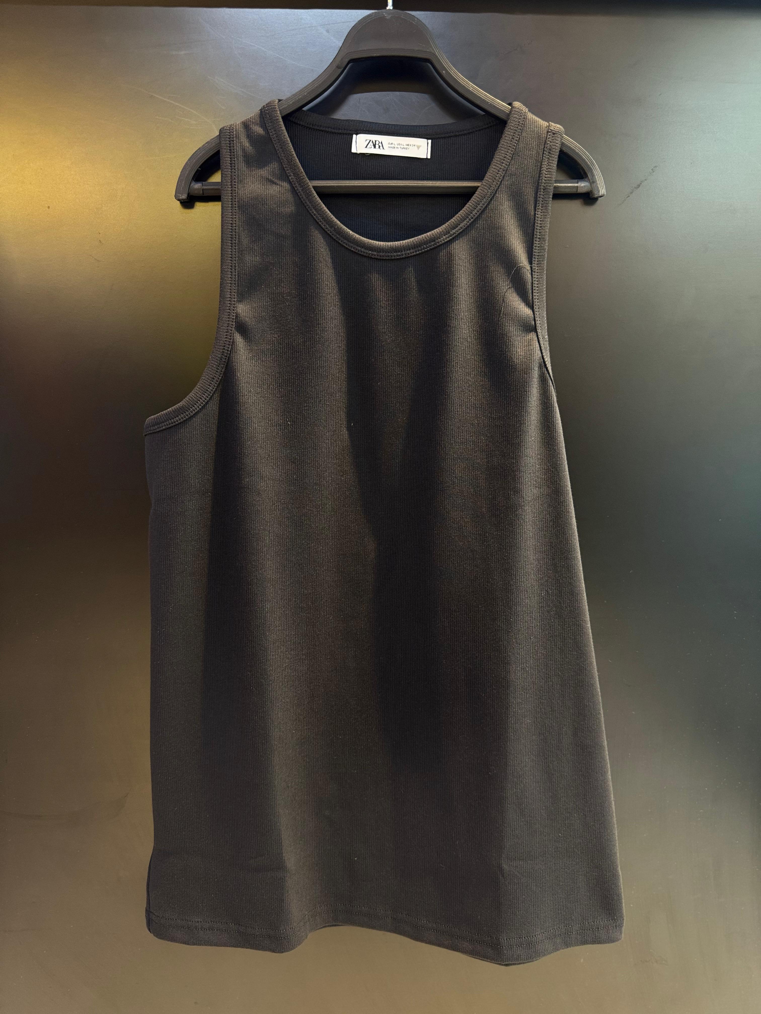 Zara NEW Black Ribbed Tank Top