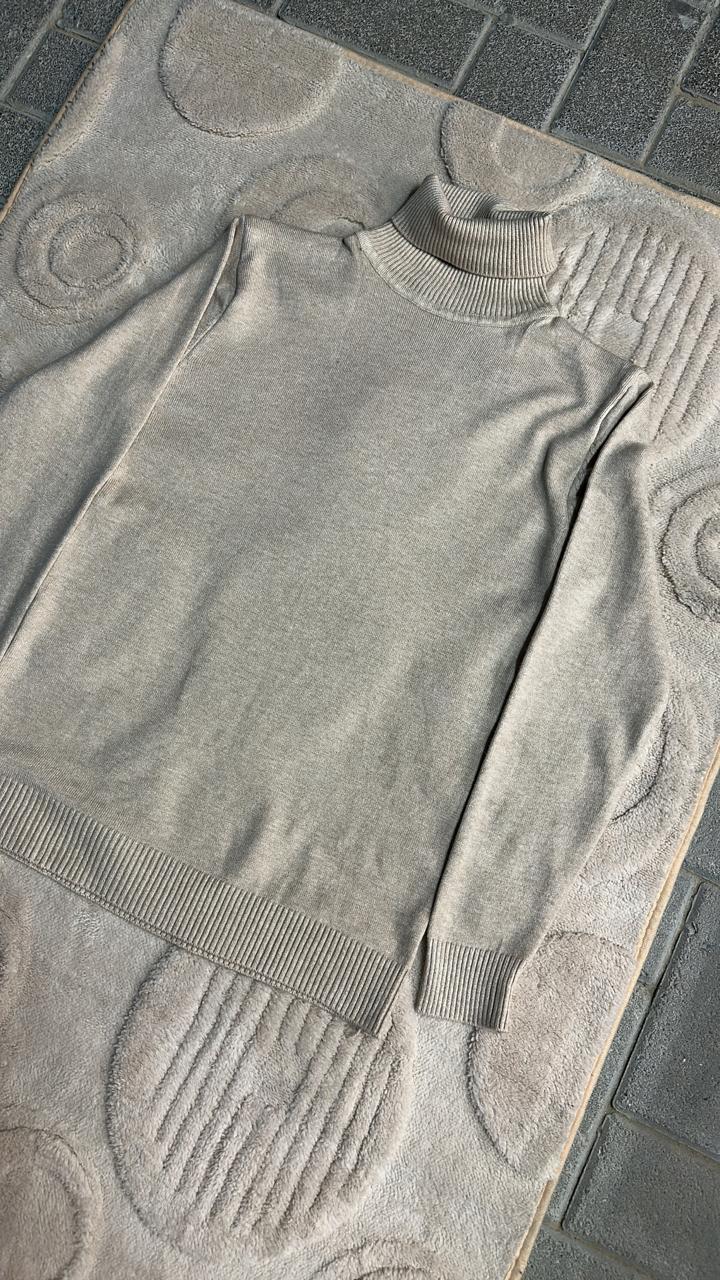 Neutral Beige Knit Turtleneck Sweater | Tan Roll Neck Jumper