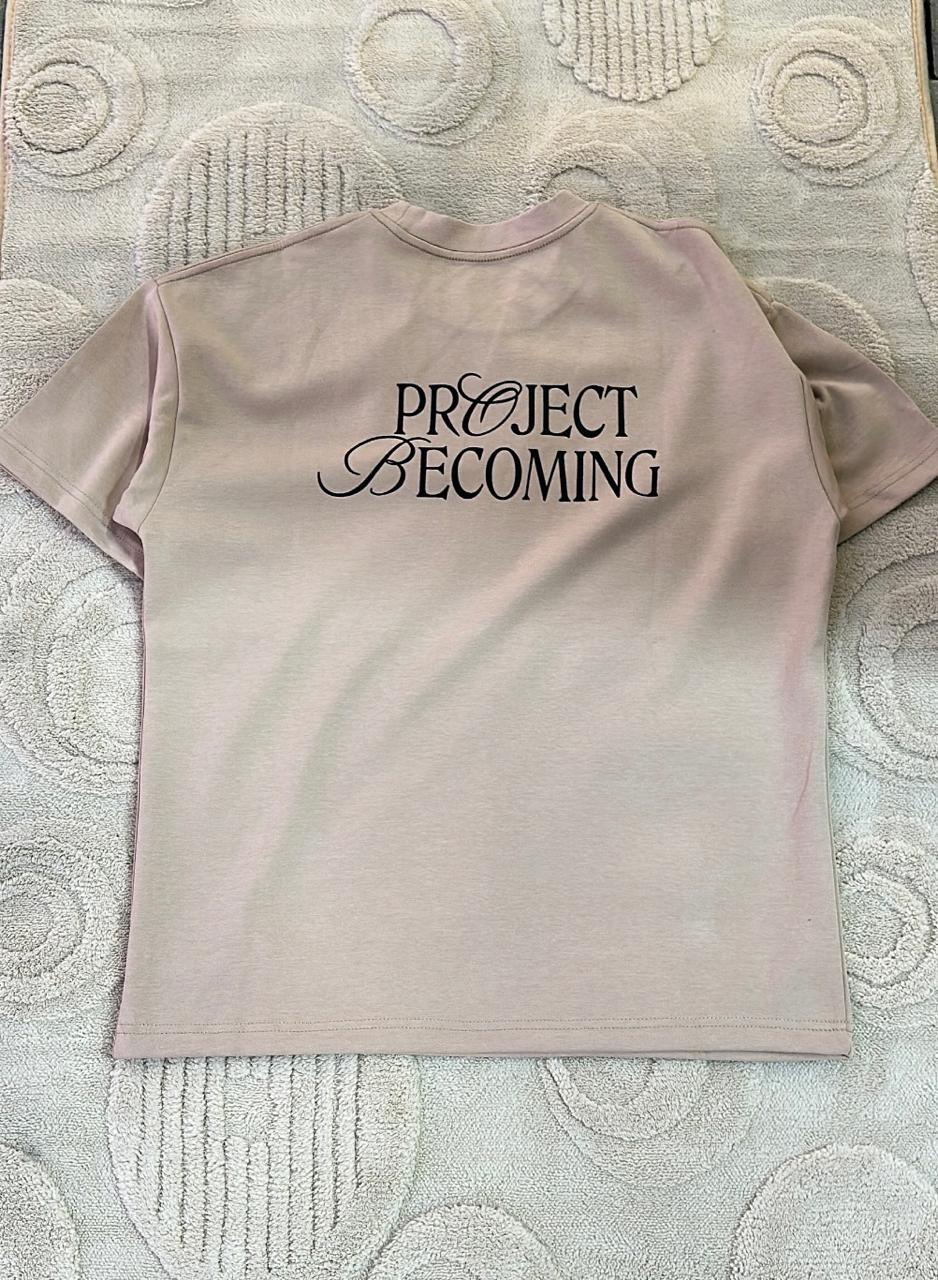 Mauve/Taupe "PROJECT BECOMING" Graphic T-Shirt | Abstract Silhouette Tee