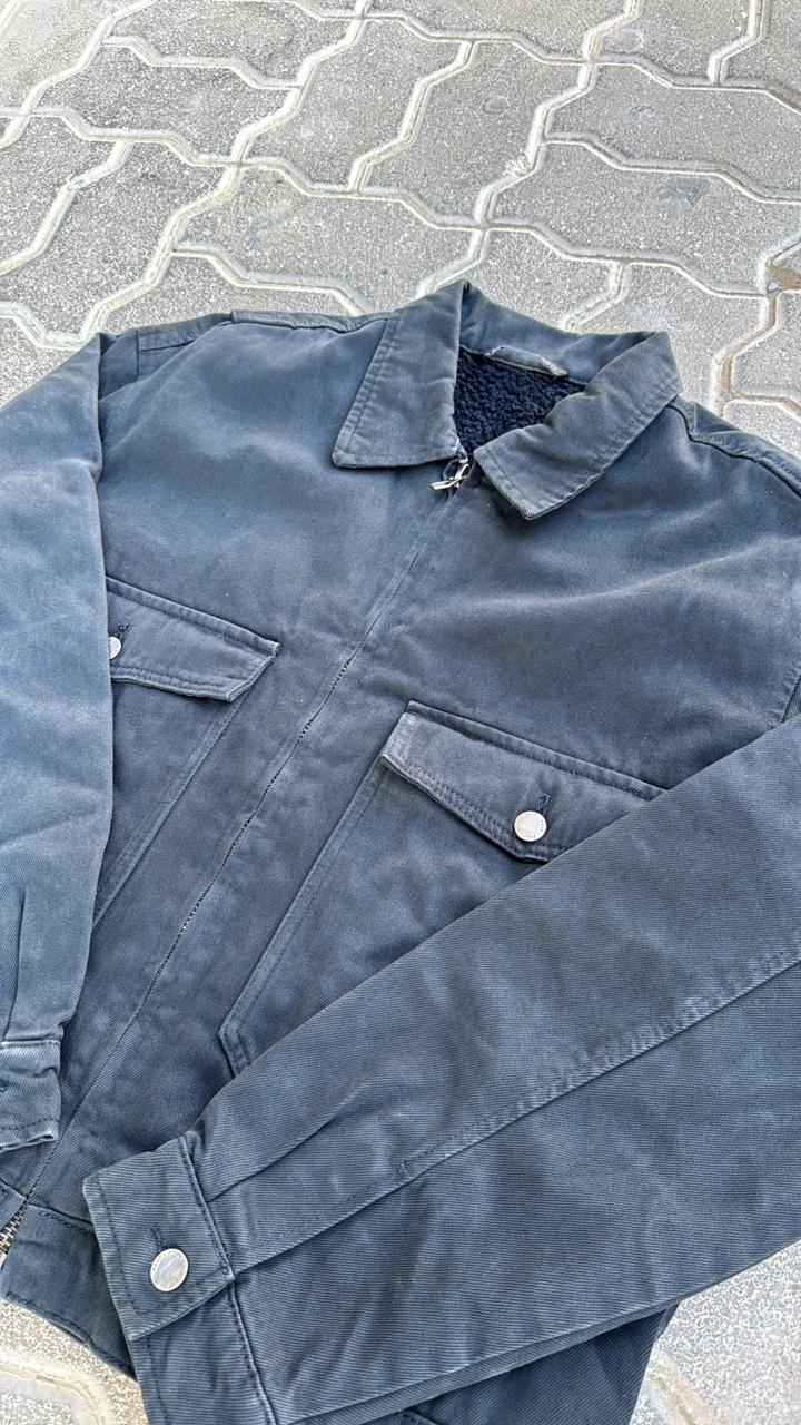 Zara Dark Washed Blue Zip-Up Jacket
