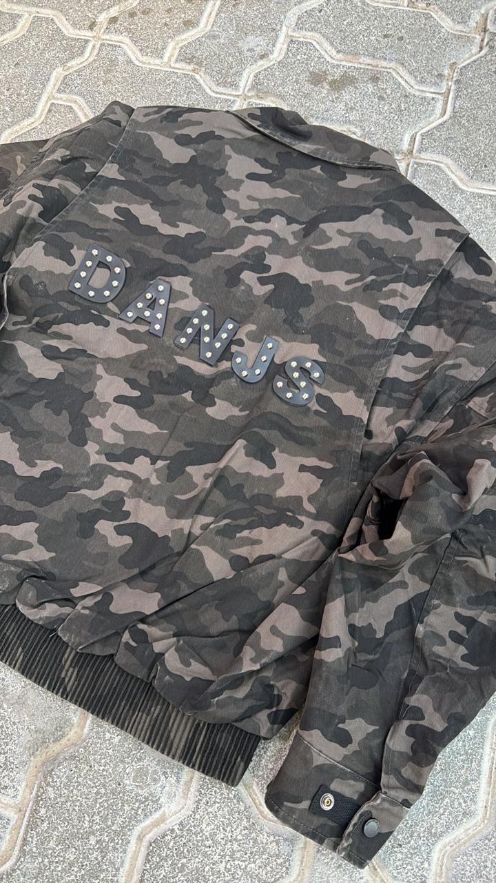 Dark Camo Workwear Bomber Jacket | Zip Front