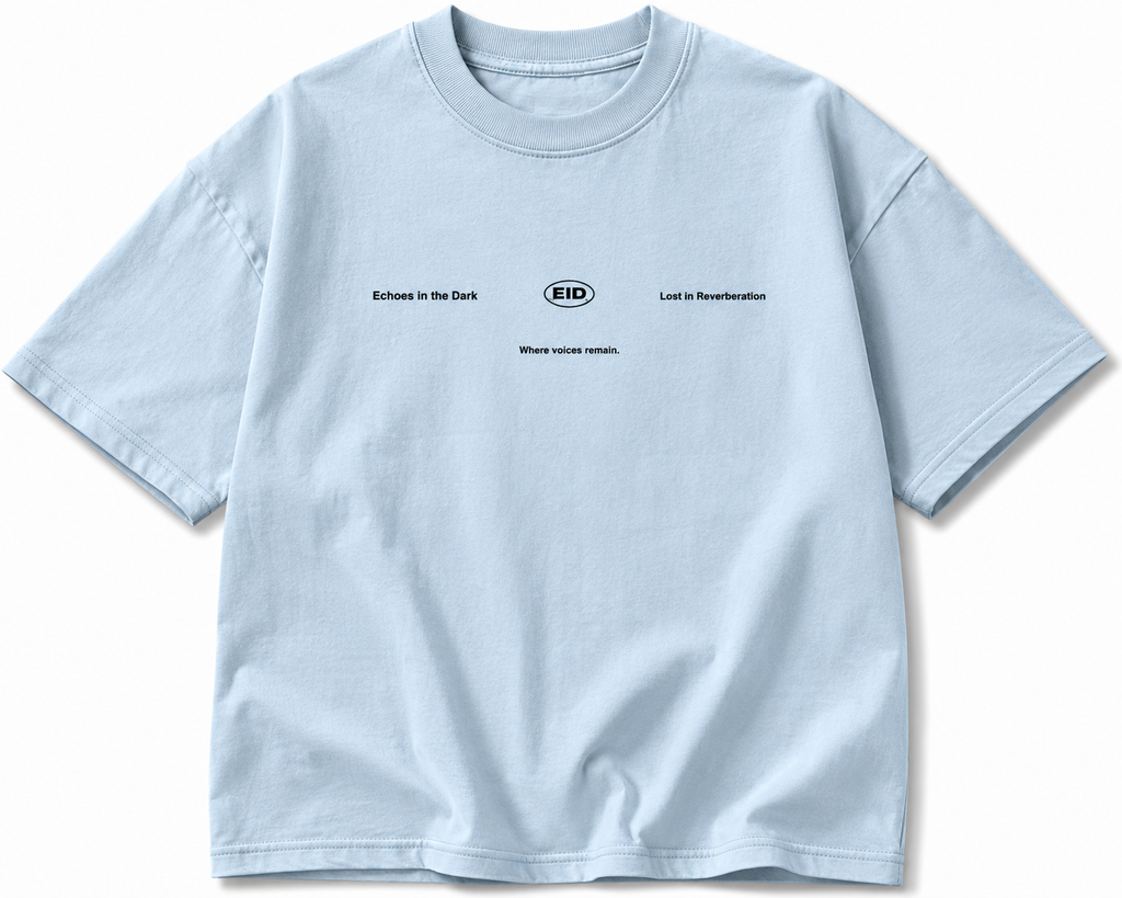 Echoes in the Dark Oversized Sky Blue Graphic T-Shirt