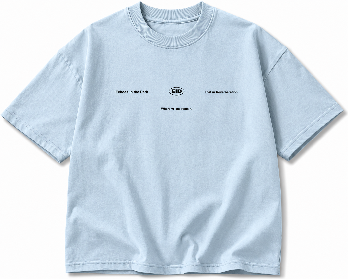 Echoes in the Dark Oversized Sky Blue Graphic T-Shirt