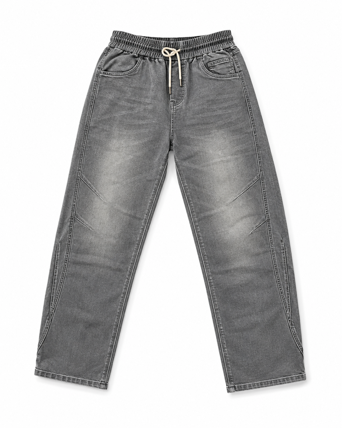 Urban Grey Washed Denim Jogger Jeans – Premium Relaxed Fit Drawstring Pants