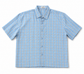 Dark Light Blue Checkered Short-Sleeve Shirt