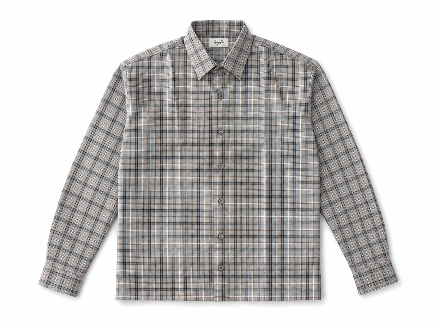 Dark Men's Classic Plaid Long Sleeve Shirt – Grey Checkered Casual Button-Up