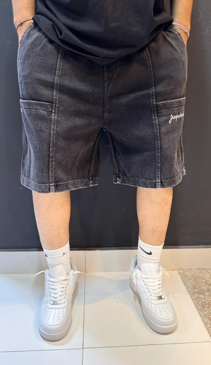 Paneled Washed Shorts: Architectural Streetwear