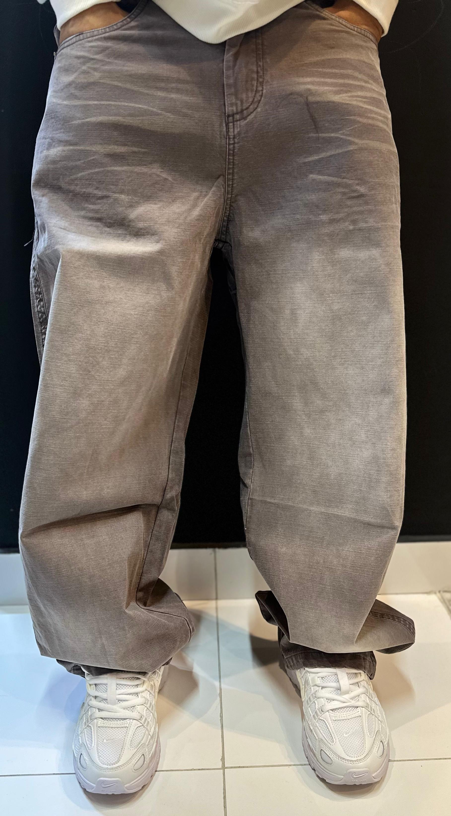 Washed Brownish-Grey Oversized Baggy Trousers