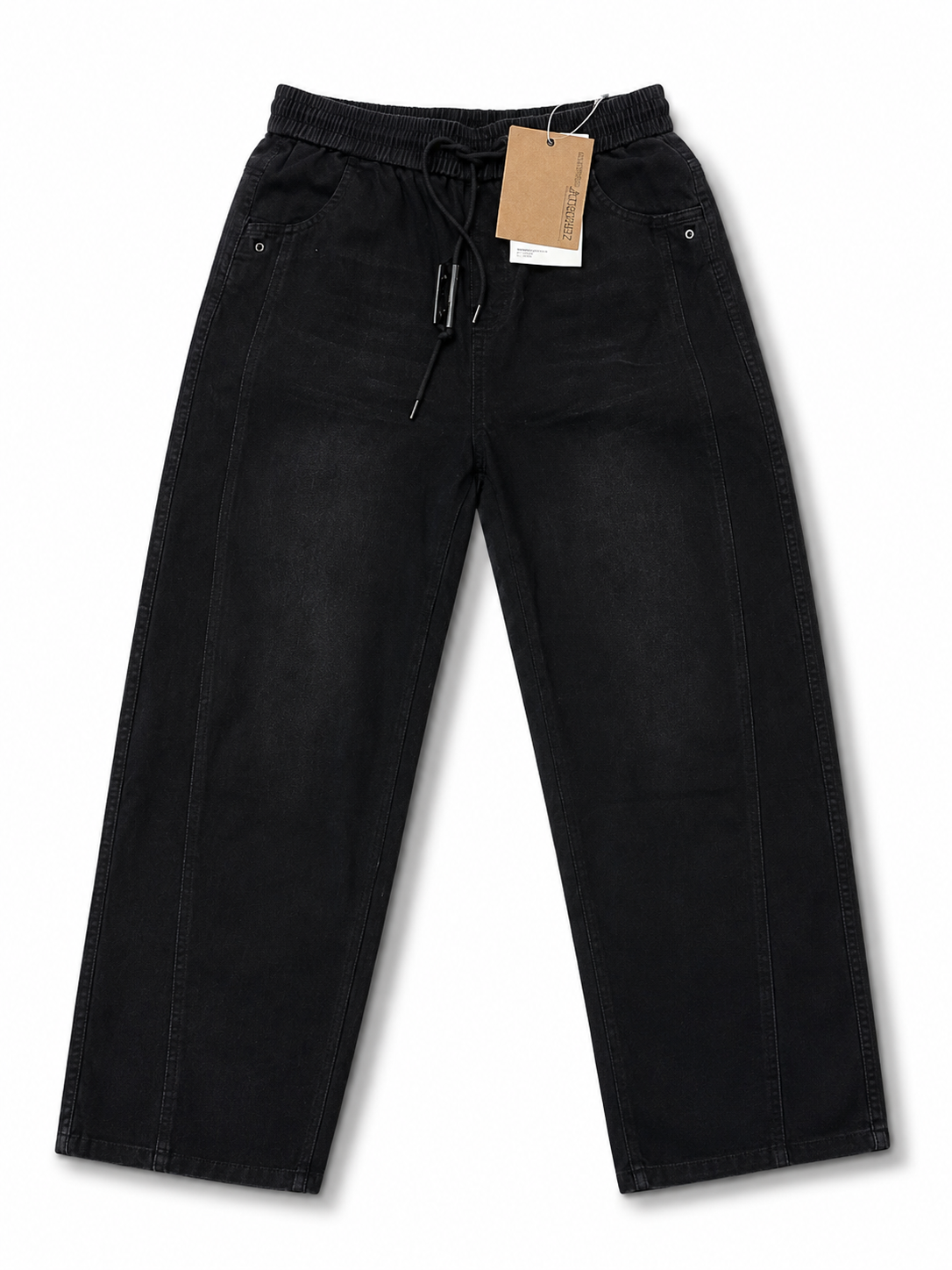 Black Drawstring Denim Pants