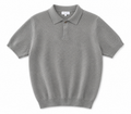 Elite Light Grey Textured Knit Polo Shirt – Premium Smart Casual Short Sleeve Polo