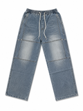 Urban Vintage Blue Panel Denim Jogger Jeans – Premium Relaxed Fit Streetwear Pants