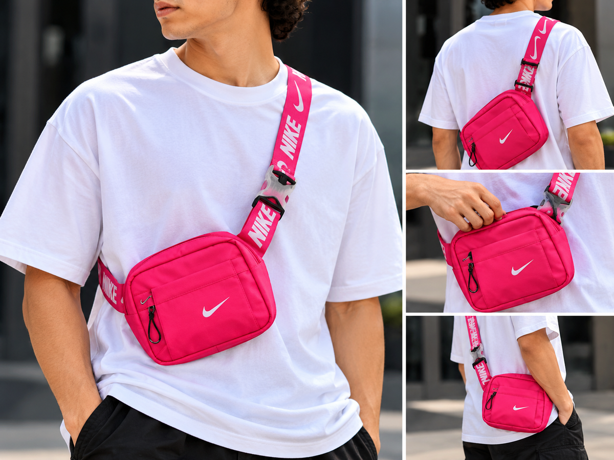 Hot Pink Nike-Print Crossbody Bag