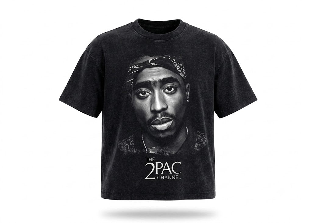 2Pac "The Channel" Vintage Wash Graphic Tee - Darkdxb