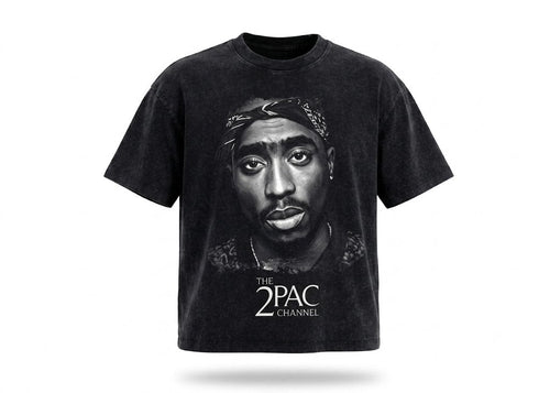 2Pac "The Channel" Vintage Wash Graphic Tee - Darkdxb