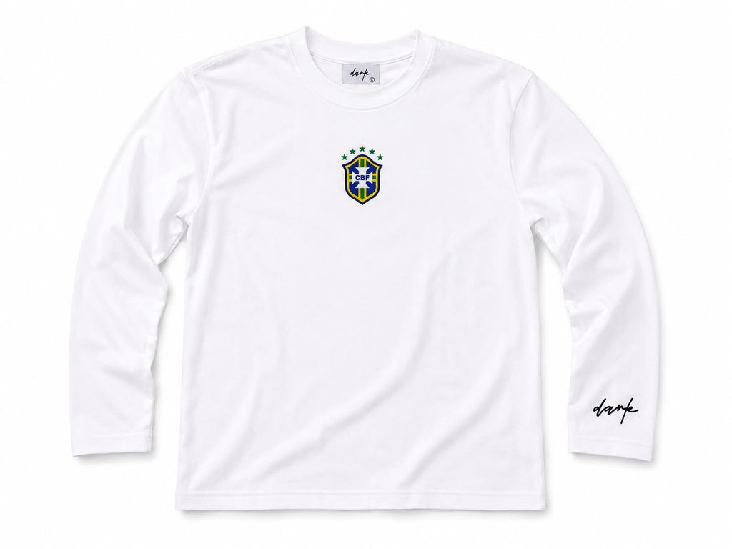 White Brazil Long-Sleeve T-Shirt & Grey Pants Set