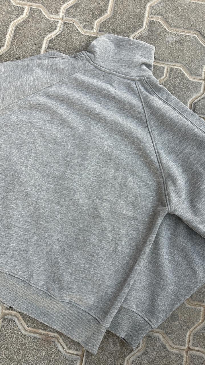 Classic Gray Full-Zip High-Neck Sweatshirt Jacket