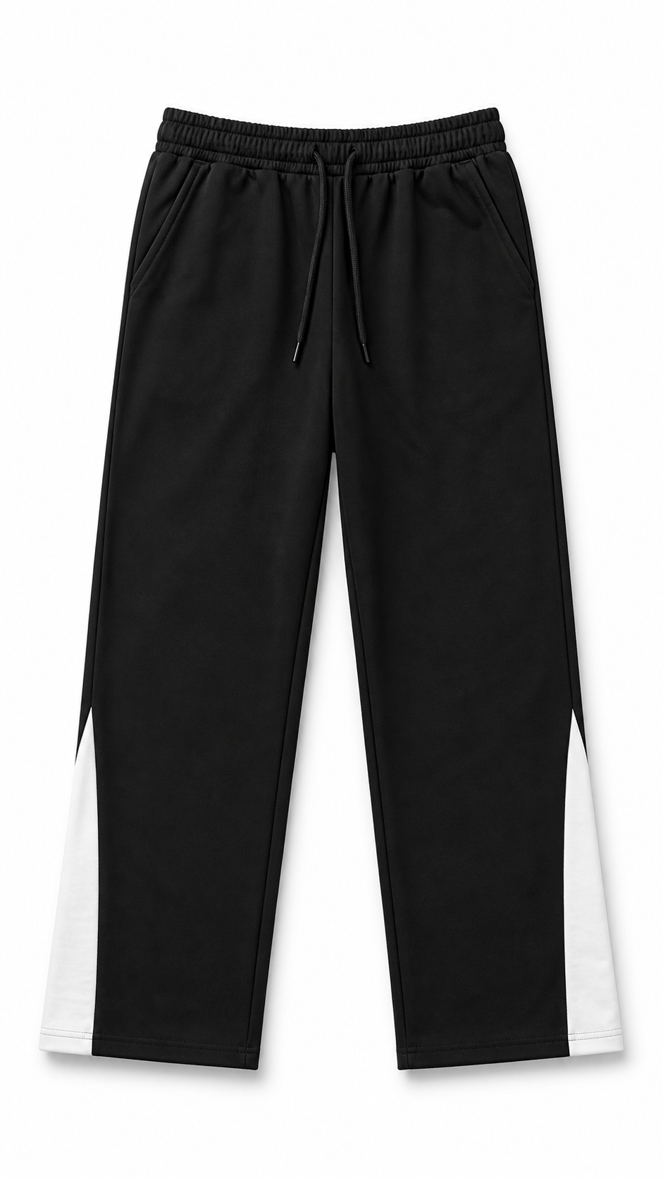Flared Black Track Pants with White Side Panels