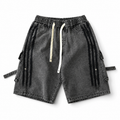 Men's Washed Black Denim Cargo Shorts – Utility Streetwear Relaxed Fit Shorts