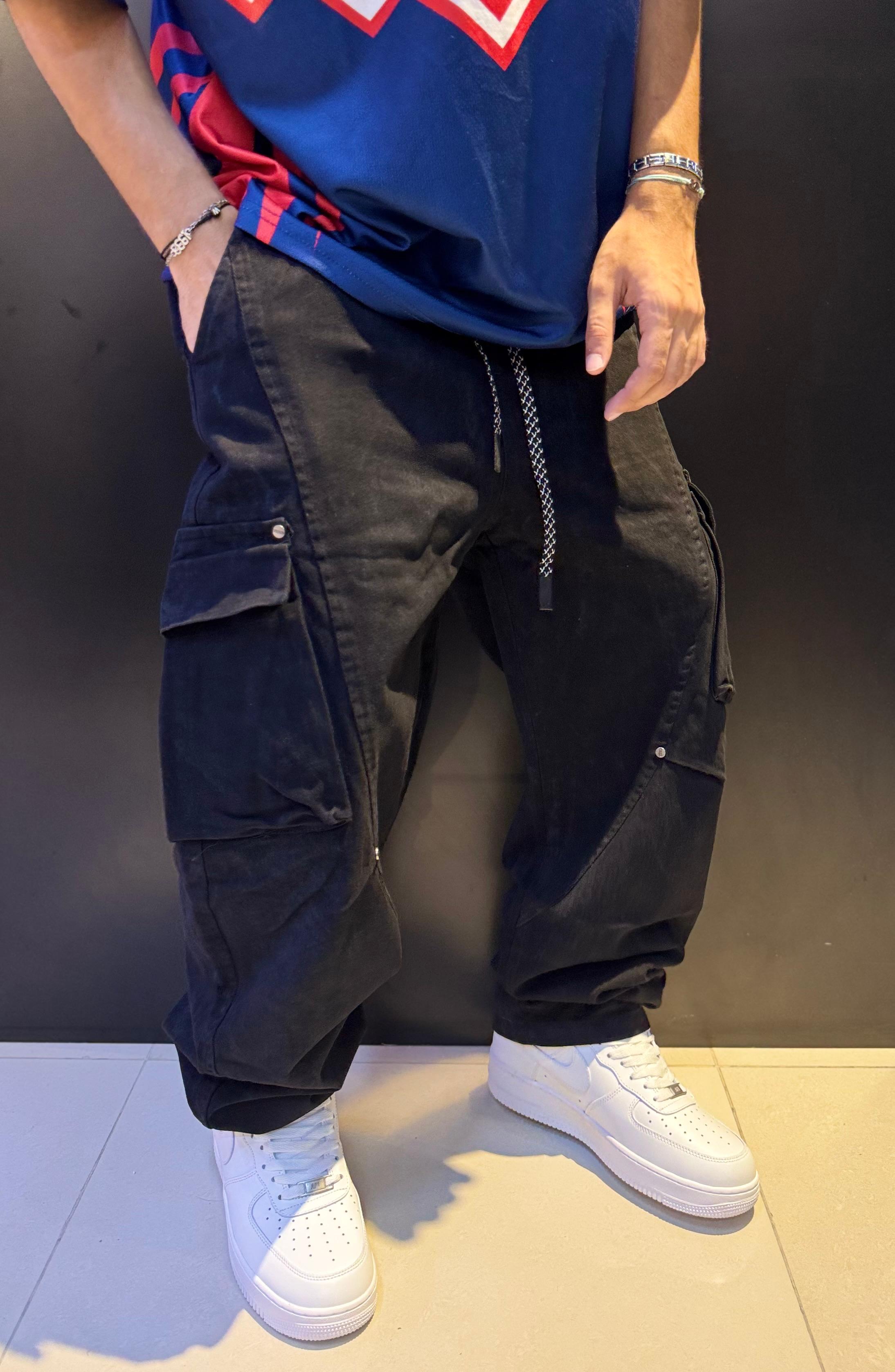 Men's Baggy Cargo Pants - Black