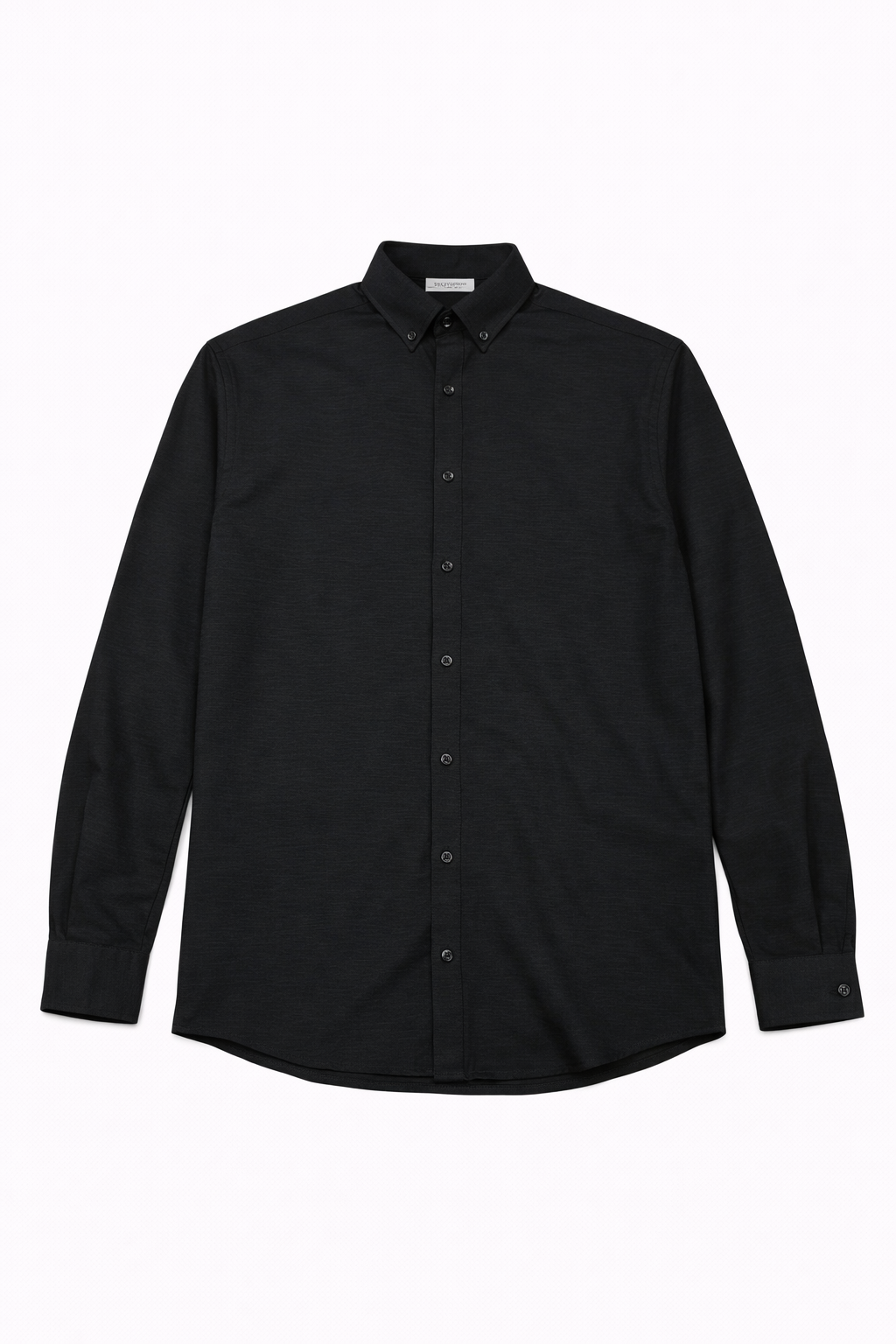 Essentials Classic Black Button-Up Shirt – Slim Fit Long Sleeve Smart Casual Shirt