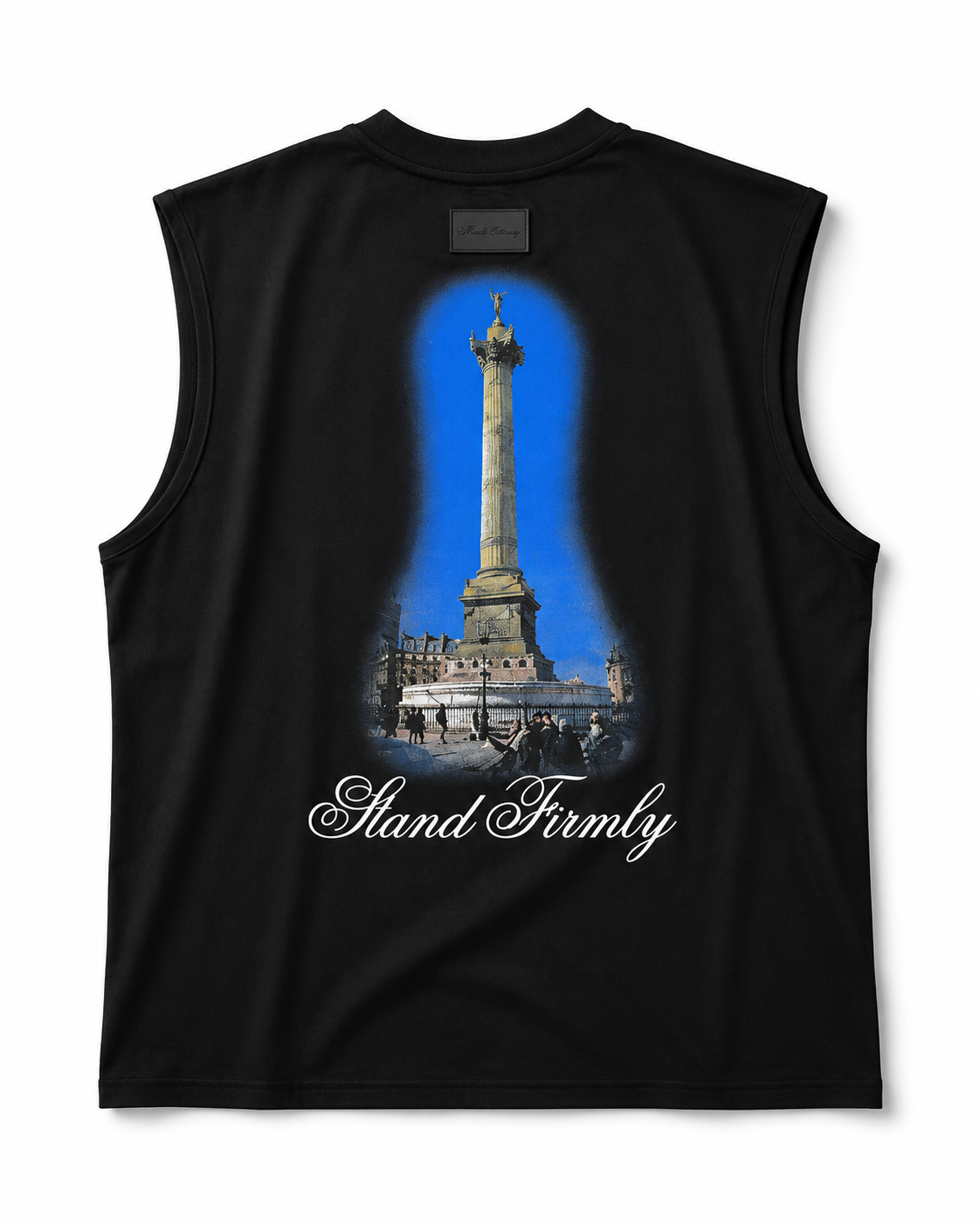 Stand Firmly Graphic Sleeveless Oversized Muscle Tank – Premium Black Streetwear Tee