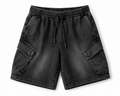 Vintage Black Washed Denim Cargo Shorts
