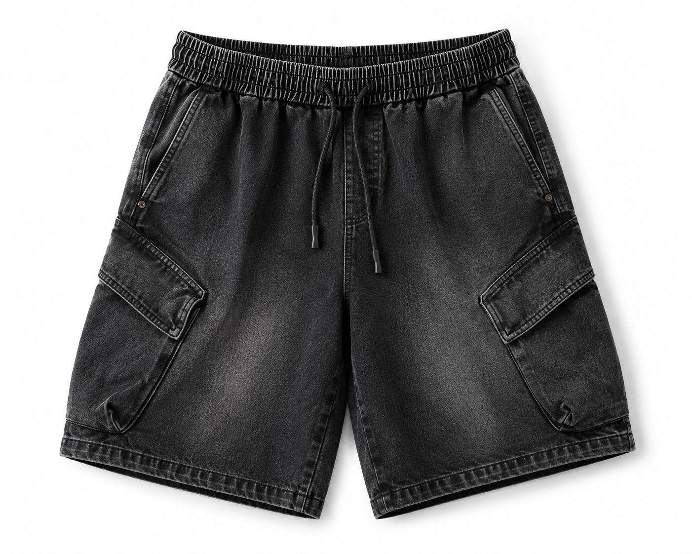 Vintage Black Washed Denim Cargo Shorts