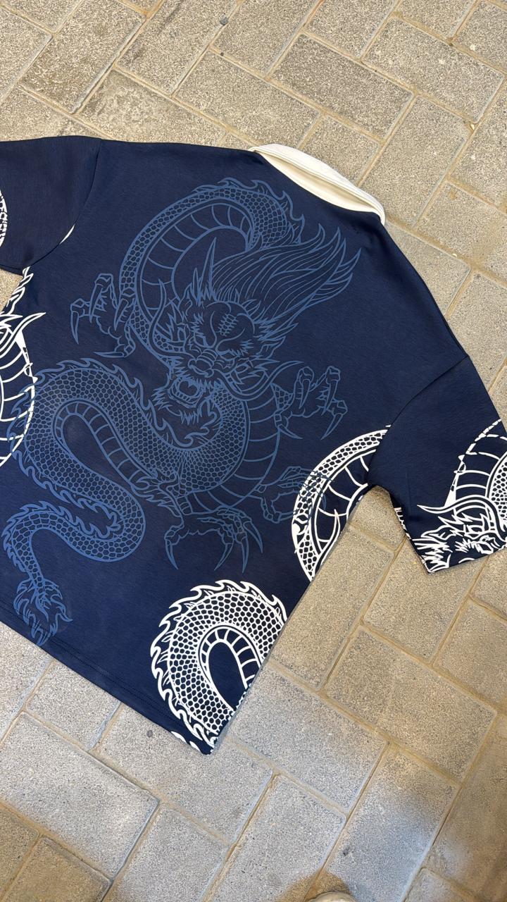 Real Madrid Dragon Special Edition Polo Shirt - Navy Blue Oversized Fit