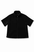 Dark Men’s Black Sherpa Fleece Zip Jacket – Minimal Cozy Streetwear