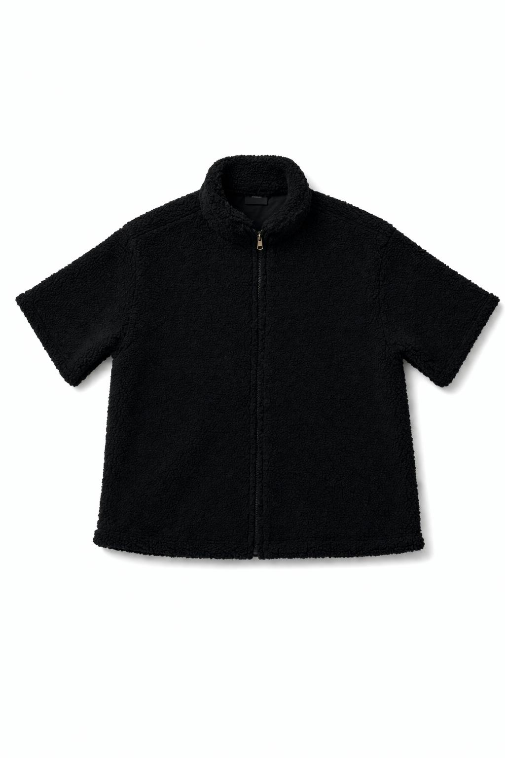 Dark Men’s Black Sherpa Fleece Zip Jacket – Minimal Cozy Streetwear