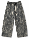 Vintage Acid Wash Wide-Leg Denim Pants