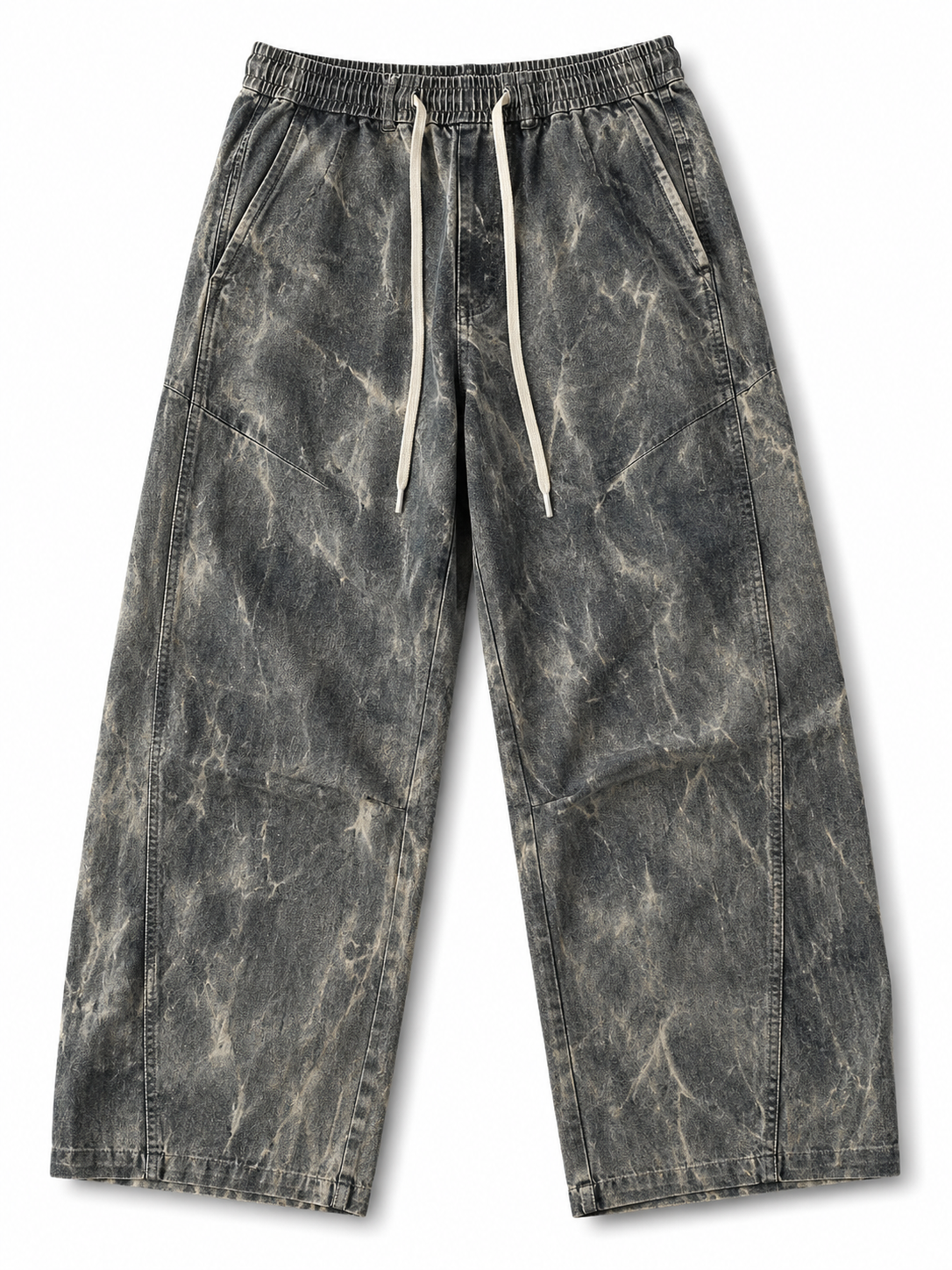 Vintage Acid Wash Wide-Leg Denim Pants