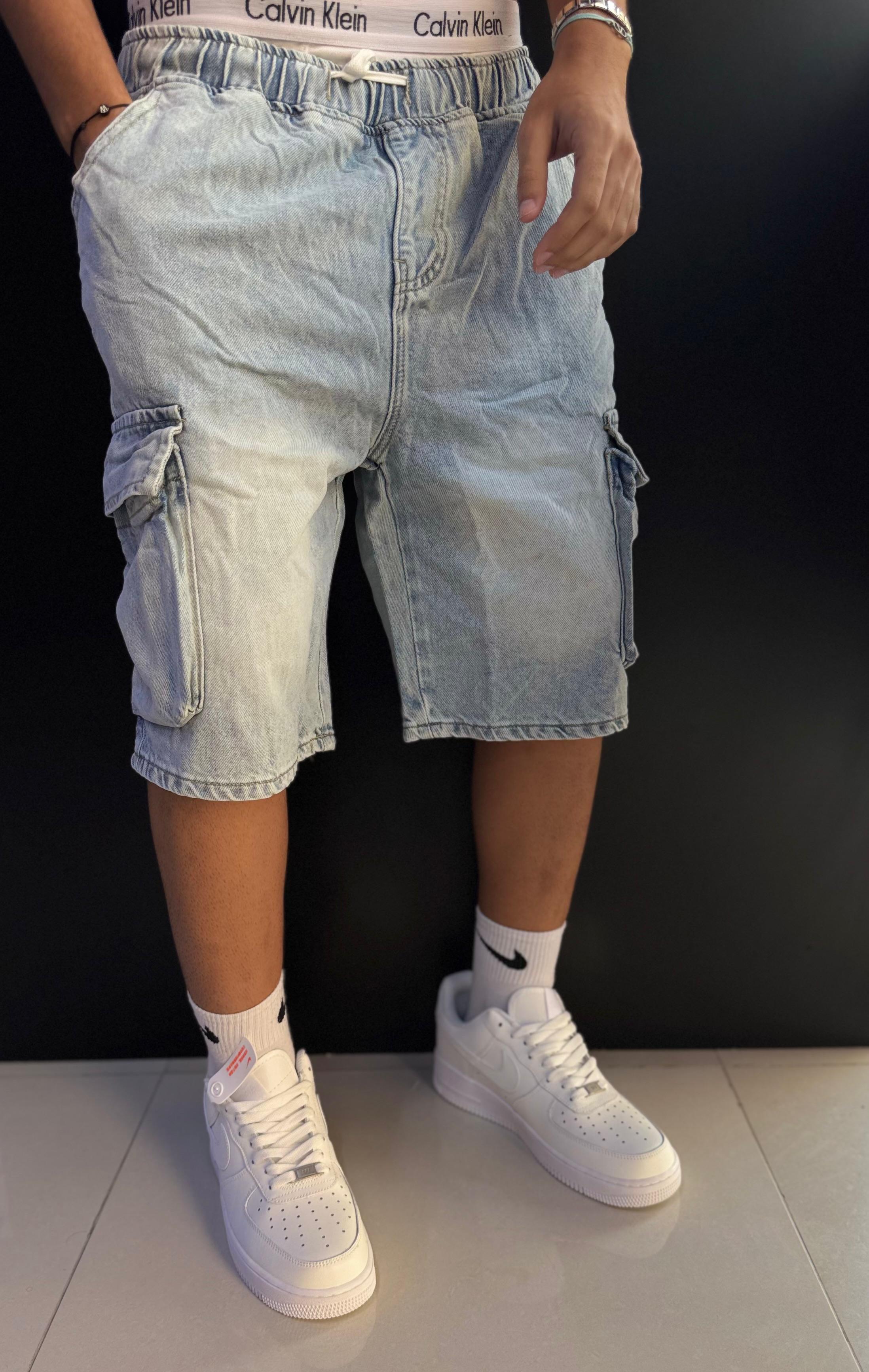 Blue Textured Shorts