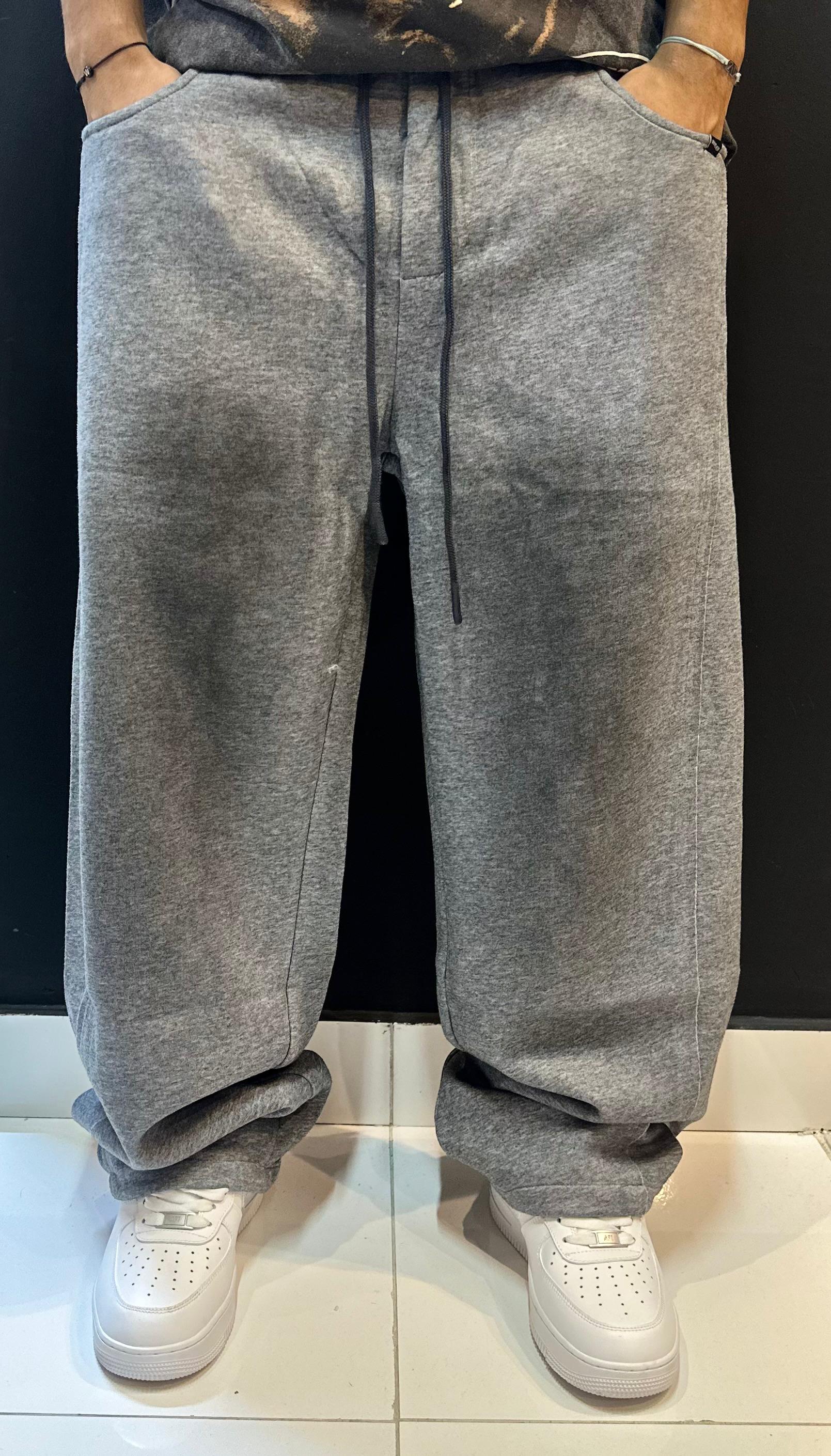 Heavyweight Grey Melange Baggy Sweatpants