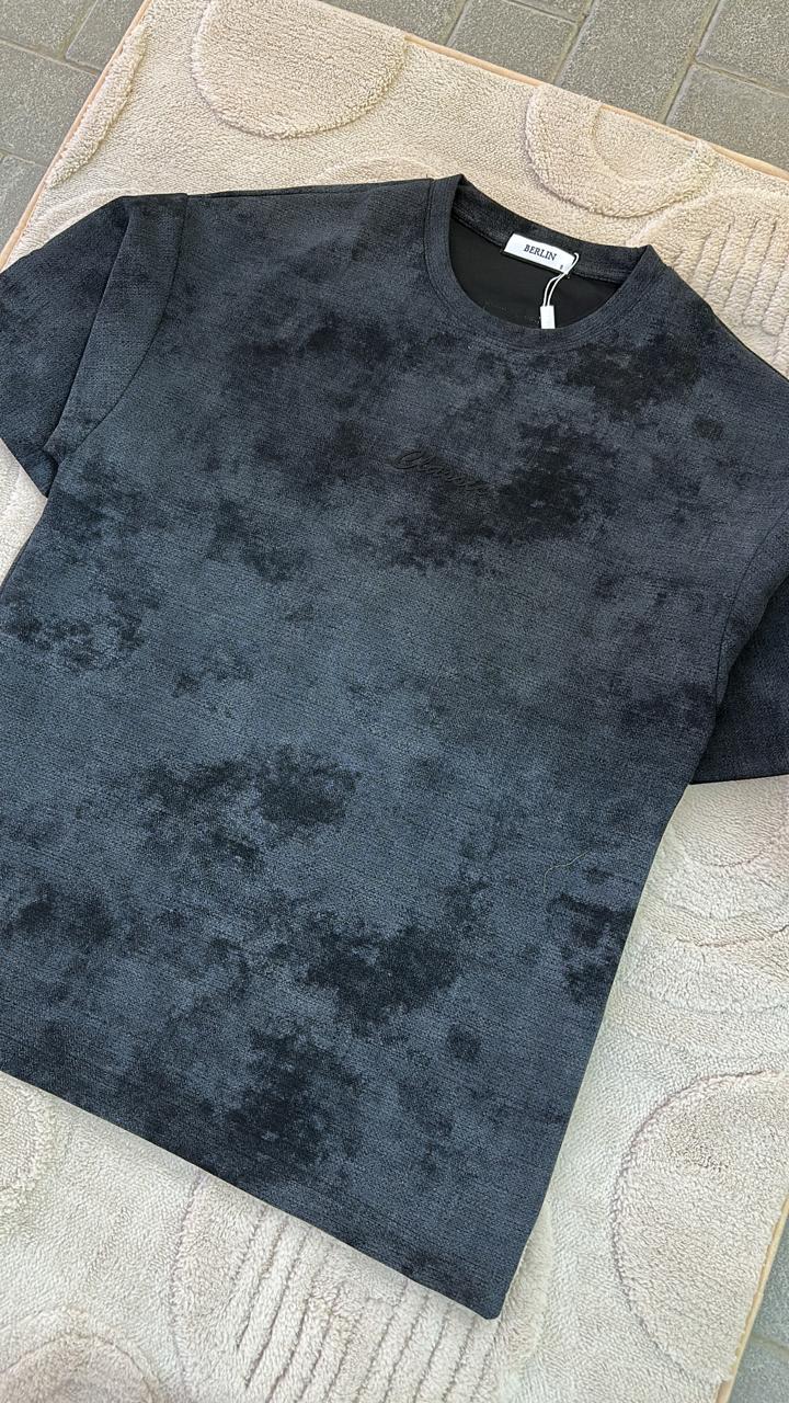 Black Textured Washed T-Shirt | Subtly Distressed Fade Tee