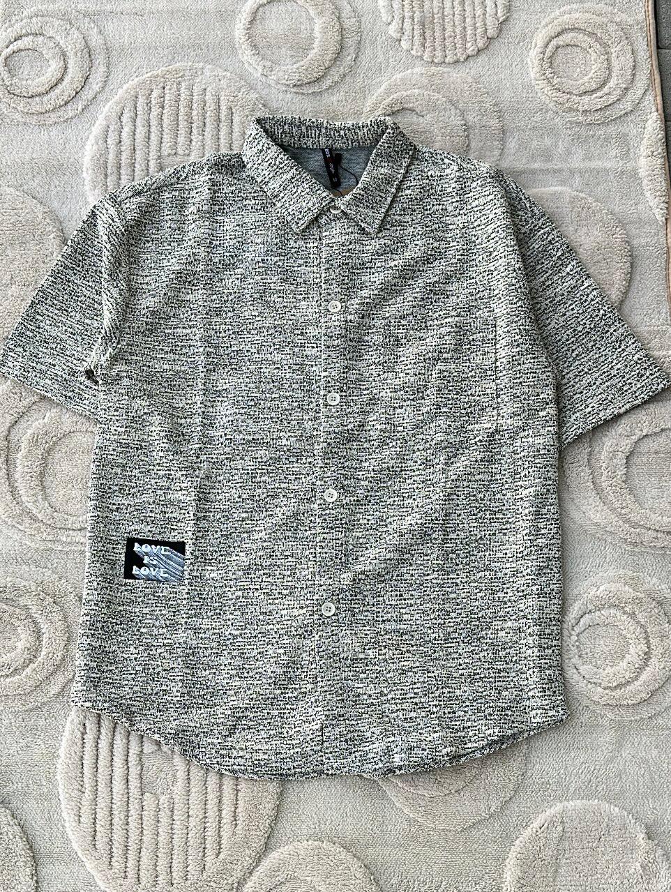 Men's Textured Bouclé Short Sleeve Shirt | Knit Summer Button-Down Top