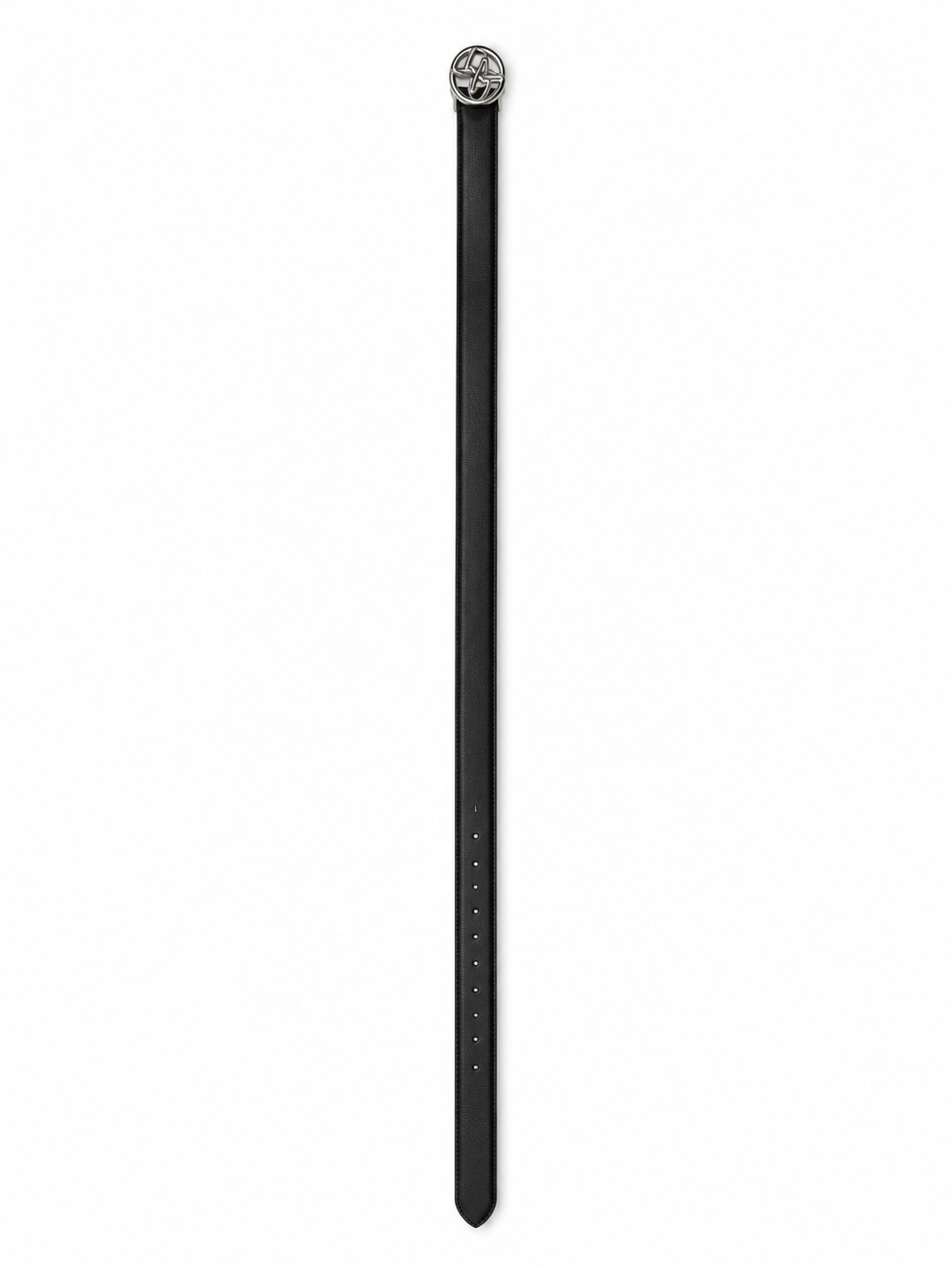 Black Leather Belt with Silver Buckle