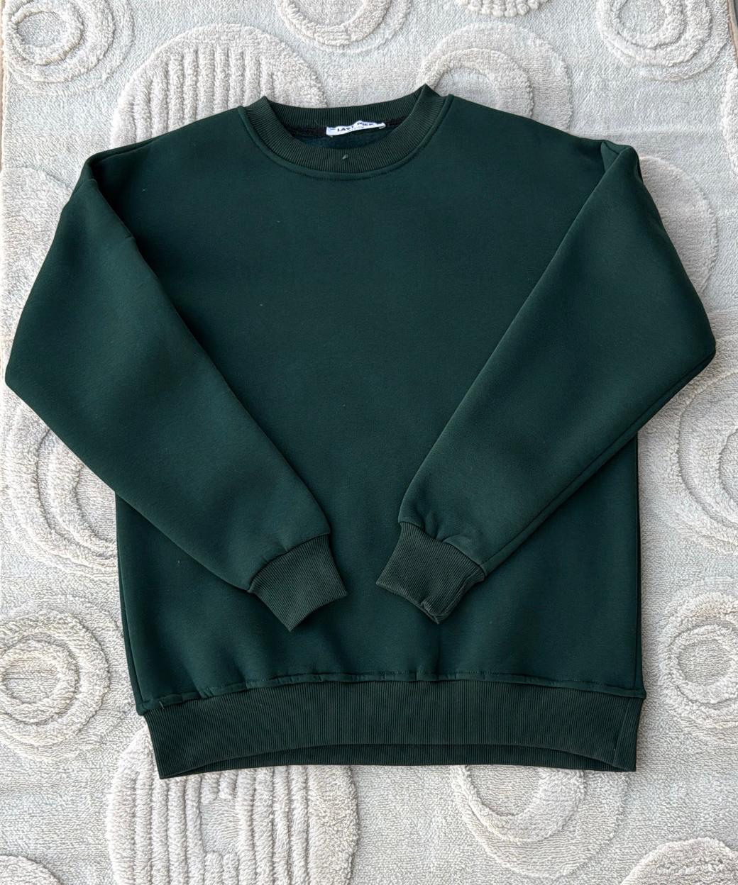 LAST PICK Forest Green Oversized Crewneck Sweatshirt | Deep Emerald Basic