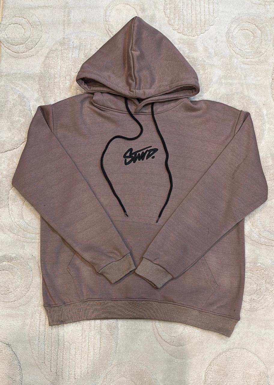 STWD. Script Logo LIGHT BROWN Mauve/Dusty Brown Pullover Hoodie - Unisex Relaxed Fit