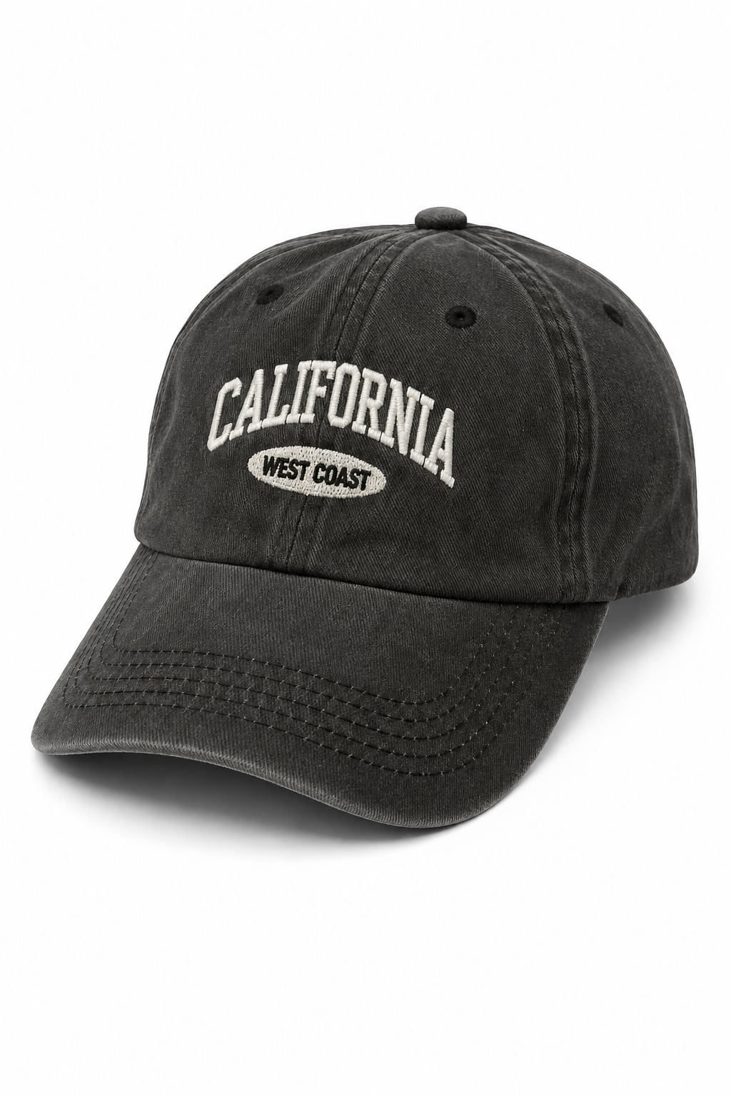 California West Coast Vintage Washed Cap – Charcoal Black