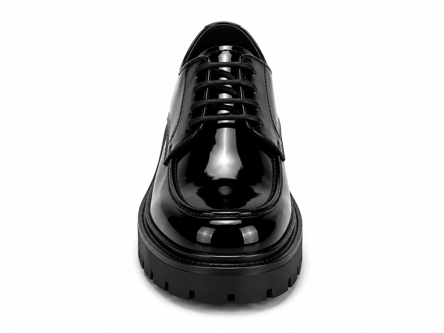 Black Men's Lace-Up Formal Shoes, Teenager Derby Shoes, Thick Sole Commuter Leather Shoes With High-End Feel, Black Chunky Lace-Up Fashionable Men's Shoes, Wedding Shoes