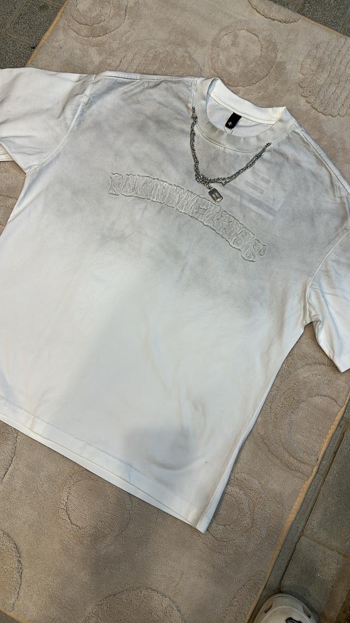 Neutral Ombre Fade T-Shirt with Embossed Detail