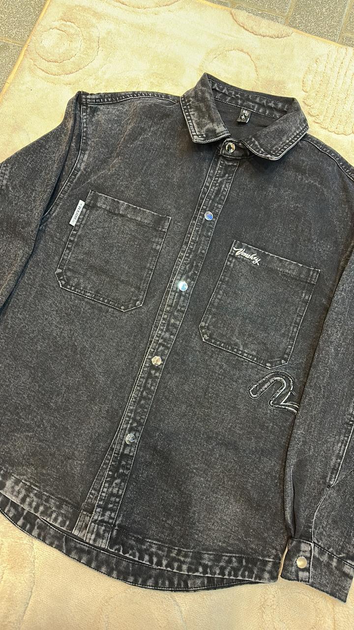 Dark Wash Charcoal Denim Shacket