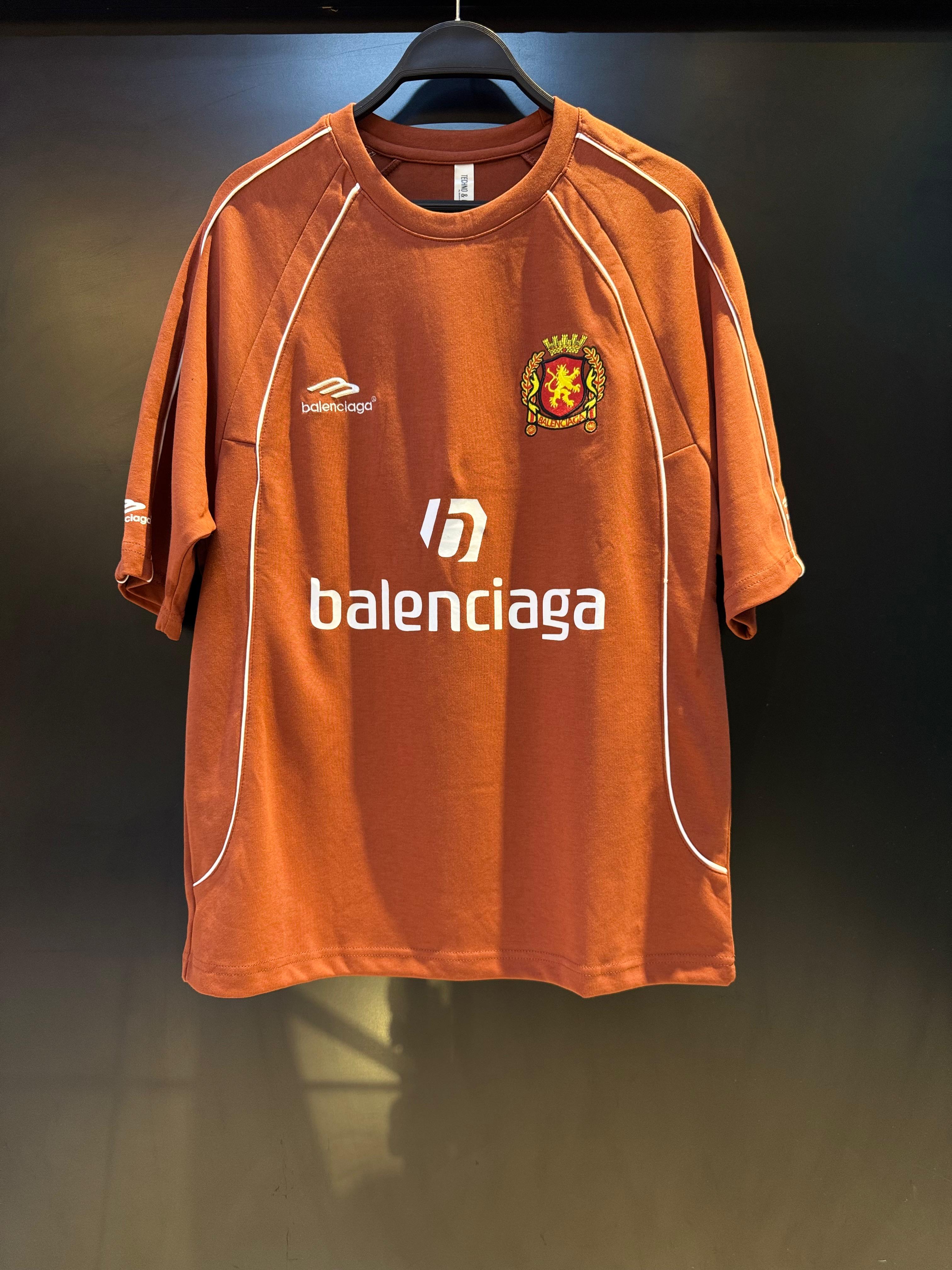 Balenciaga Rust-Toned Athletic T-Shirt with Regal Lion Emblem