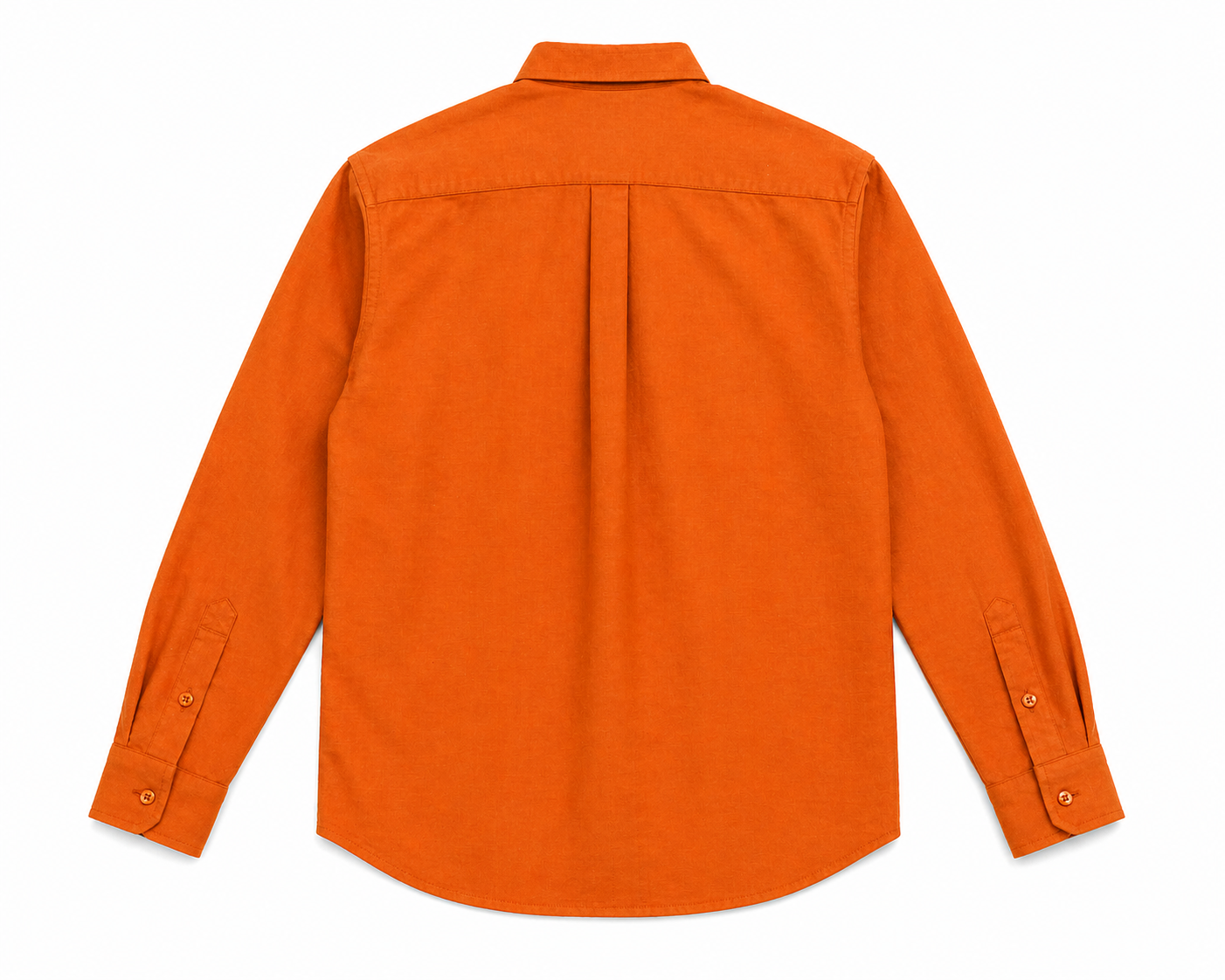 Essentials Men’s Orange Button-Down Shirt (Back View) – Modern Fit