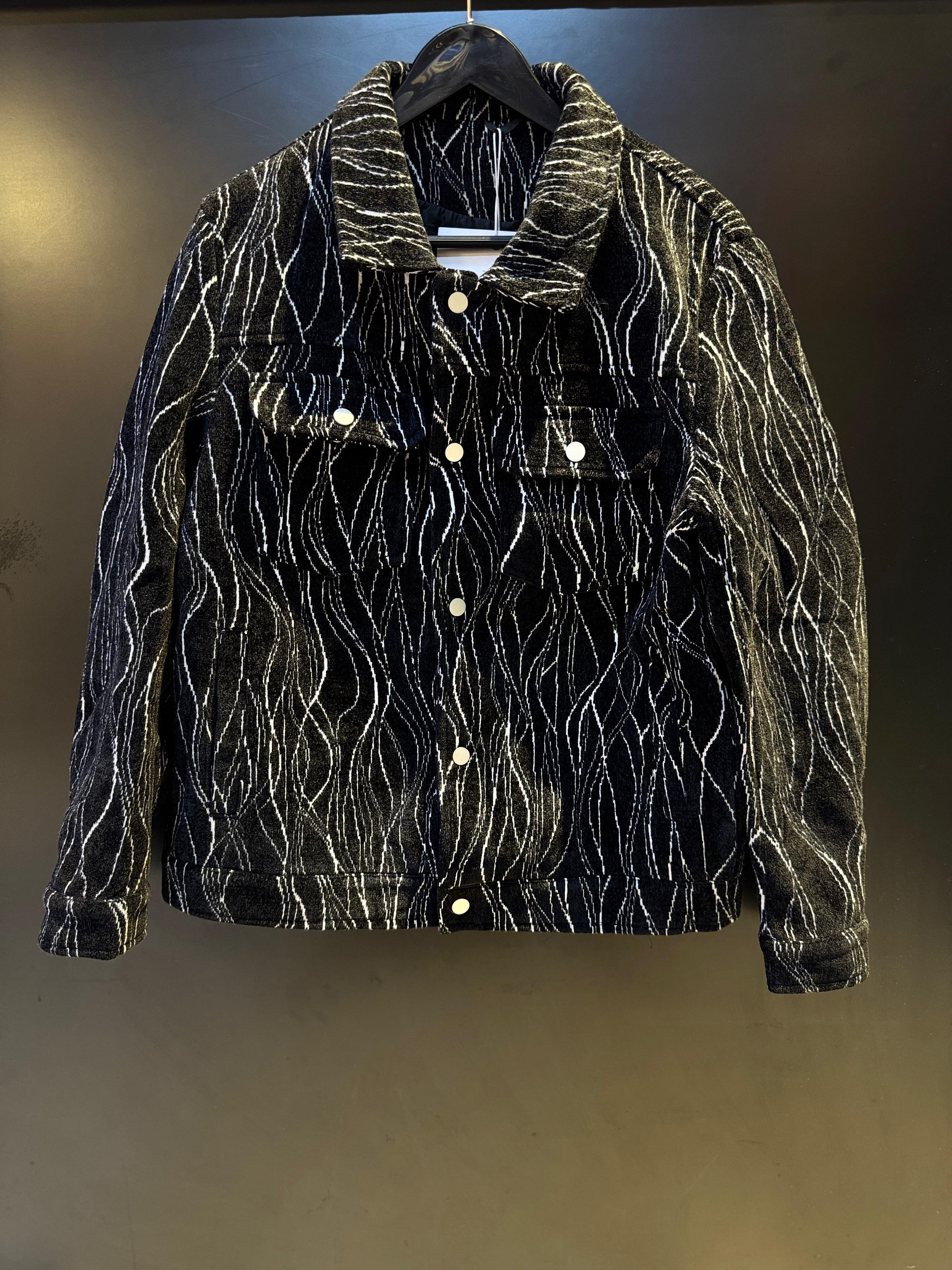 Black and White Patterned Button-Down Jacket