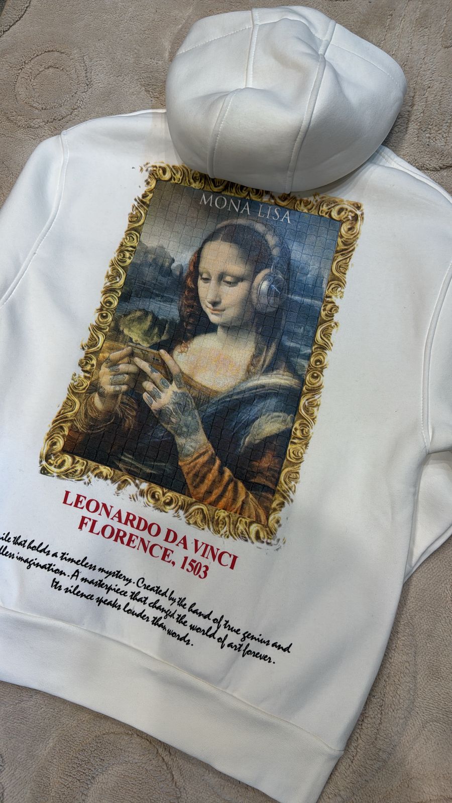 Mona Lisa "Headphone Edition" White Hoodie – Leonardo Da Vinci Collection