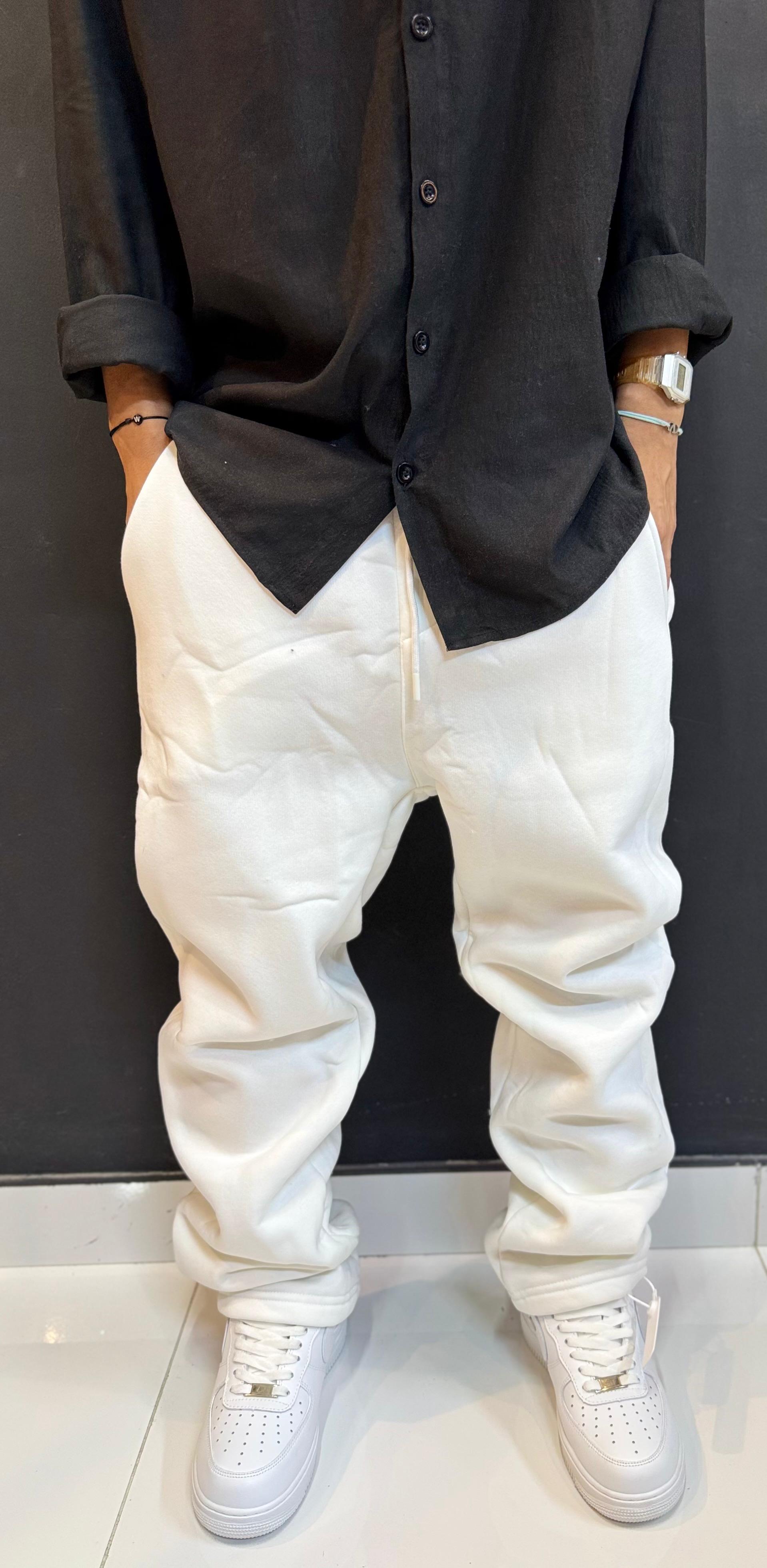 SF Minimalist Cream Baggy Sweatpants